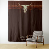 Bull Skull Wedding Western Bruin Rustige achtergro Wandkleed (In situ)