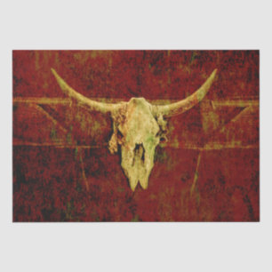 Bull Skull Western Land Brown Rustic Grunge Art Tissuepapier