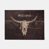 Bull Skull Western Land Brown Rustic Welkom Deurmat (Voorkant)