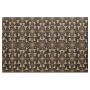 Bull Skull Western Land Brown Sepia Rustic Art Stof