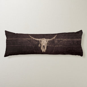 Bull Skull Western Old Rustic Brown Beige Country Lichaamskussen