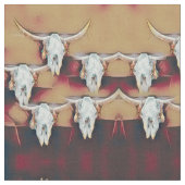 Bull Skull Western Rustic Tan  Pattern Stof (Close Up)