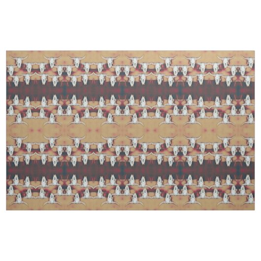 Bull Skull Western Rustic Tan  Pattern Stof (Fat Quarter)