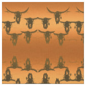 Bull Skulls Rustic Gold Brown Western Pattern Stof (Close Up)