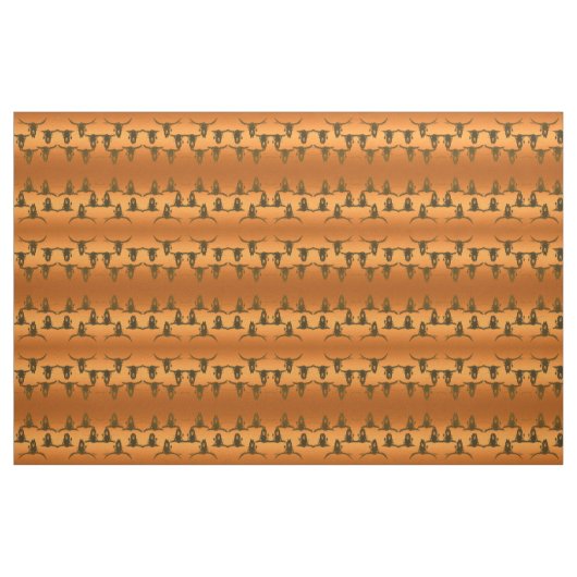 Bull Skulls Rustic Gold Brown Western Pattern Stof (Fat Quarter)