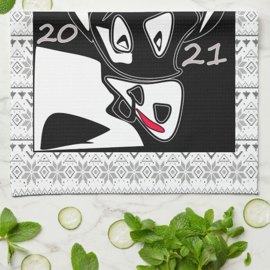 Bull symbool Nieuw jaar 2021 Chinees kalender zwar Theedoek (Gevouwen)