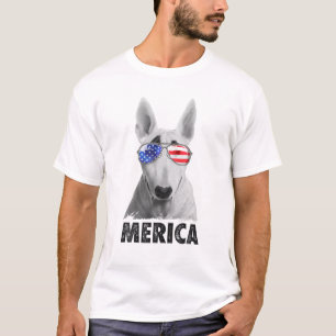 Bull Terrier 4e juli Merica Mannen Amerikaanse vla T-shirt