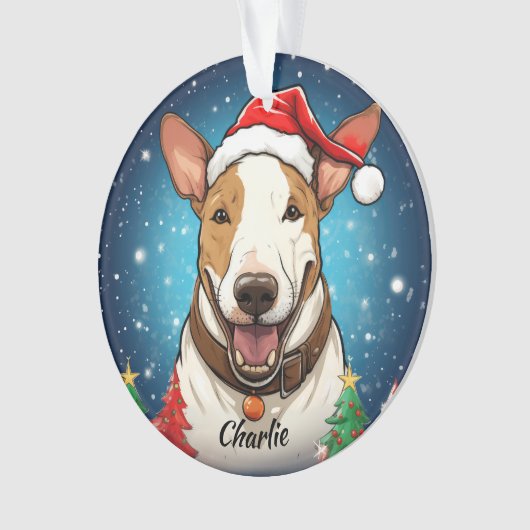 Bull Terrier Aangepaste Kerstversiering Ornament (voorkant)