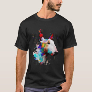 Bull Terrier Abstracte kleurrijke spatten van verf T-shirt