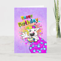 Bull Terrier Cartoon Kaart "Happy Birthday"