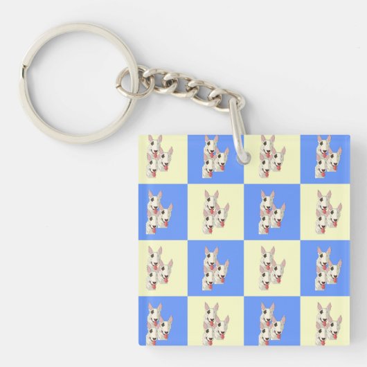 Bull Terrier Checkered Sleutelhanger (Voorkant)
