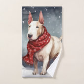 Bull Terrier Chien à Noël de neige (Serviette à main)