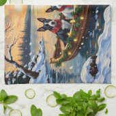 Bull Terrier Christmas Boat Holiday Theedoek (Gevouwen)