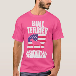 Bull Terrier Dad Hondenliefhebber Amerikaanse vlag T-shirt