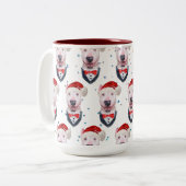 Bull Terrier Dog Christmas Pattern Tweekleurige Koffiemok (Voorkant links)