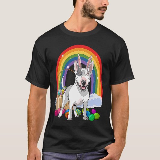 Bull Terrier Dog Happy Easter Eggs Bunny Kids T-shirt (Voorkant)