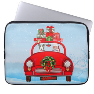 Bull Terrier Dog In Car With Santa Claus Laptop Sleeve