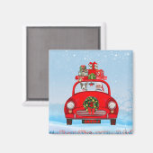 Bull Terrier Dog In Car With Santa Claus Magneet (Voorkant / Achterkant)