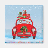 Bull Terrier Dog In Car With Santa Claus Magneet (Voorkant)