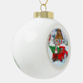 Bull Terrier dog in Kerstmis Delivery Truck Snow Keramische Bal Ornament (Links)