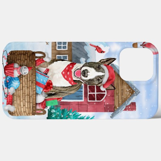 Bull Terrier Dog in sneeuwbal Case-Mate iPhone Case (Achterkant (horizontaal))