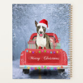 Bull Terrier Dog in Snow, met Kerstmis Planner (Achterkant)