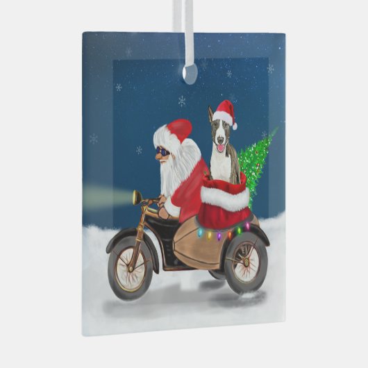 Bull Terrier Dog kerstkerstkerstman Glas Ornament (Voorkant Rechts)