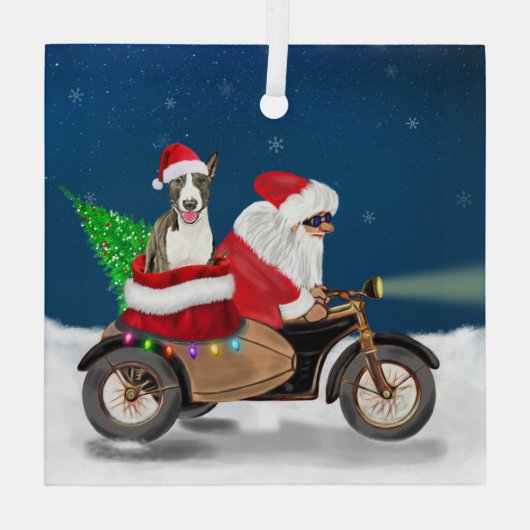 Bull Terrier Dog kerstkerstkerstman Glas Ornament (Achterkant)