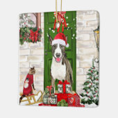 Bull Terrier Dog Kerstmis Keramisch Ornament (Links)