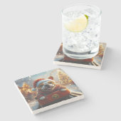 Bull Terrier Dog Kerstmis Stenen Onderzetter (Zijkant)