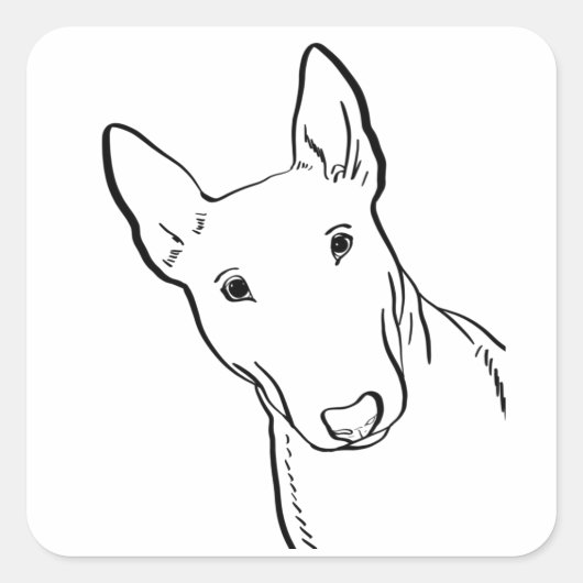 Bull Terrier Dog Line Art Gift Idee Vierkante Sticker (Voorkant)