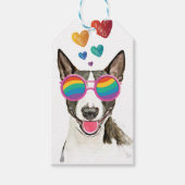 Bull Terrier Dog met Hearts Valentijnsdag Cadeaulabel (Voorkant)