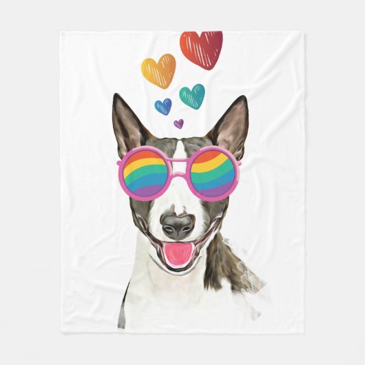 Bull Terrier Dog met Hearts Valentijnsdag Fleece Deken (Voorkant)
