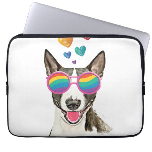 Bull Terrier Dog met Hearts Valentijnsdag Laptop Sleeve