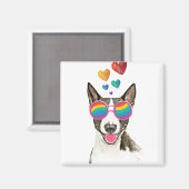 Bull Terrier Dog met Hearts Valentijnsdag Magneet (Voorkant / Achterkant)
