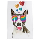 Bull Terrier Dog met Hearts Valentijnsdag Medium Cadeauzakje (Achterkant)