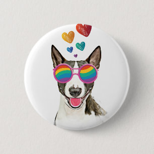 Bull Terrier Dog met Hearts Valentijnsdag Ronde Button 5,7 Cm