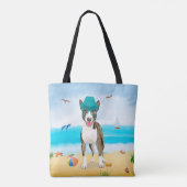 Bull Terrier Dog op Beach Draagtas (Achterkant)