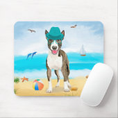 Bull Terrier Dog op Beach Muismat (Met muis)