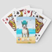 Bull Terrier Dog op Beach Pokerkaarten (Achterkant)