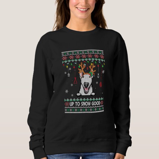 Bull Terrier Dog Reindeer Ugly Kerstmis Trui (Voorkant)