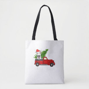 Bull Terrier Dog Riding Red Truck Draagtas