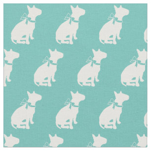 Bull Terrier Dog Silhouette Pet Blauwgroen Stof