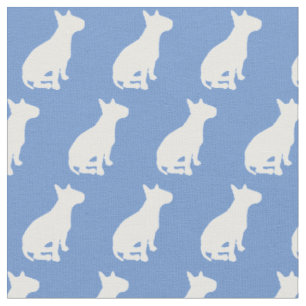 Bull Terrier Dog Silhouette Pet Blue Stof