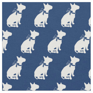 Bull Terrier Dog Silhouette Pet Navy Blue Stof