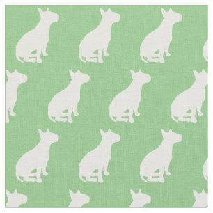 Bull Terrier Dog Silhouette Pet Sage Green Stof
