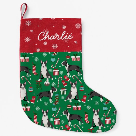 Bull Terrier Dog Stocking Kleine Kerstsok (Voorkant)