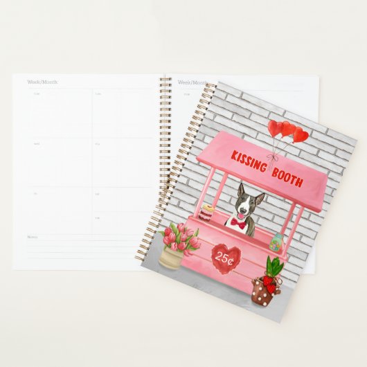 Bull Terrier Dog Valentijnsdag Kissing Booth Planner (Display)