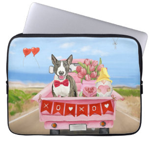 Bull Terrier Dog Valentijnsdag Truck Hearts Laptop Sleeve