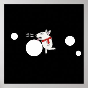 Bull Terrier Doodle geniet van sneeuw Poster